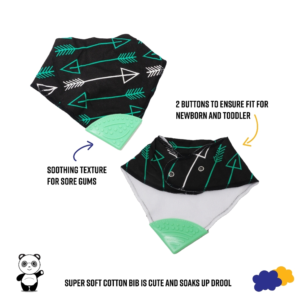 2 pack Baby boy cloth bib teether green print